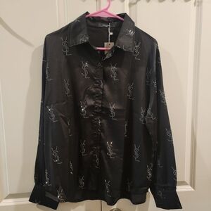 YSL Black Shirt with Embellishments